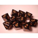 Chessex Opaque Polyhedral Ten d10 Set - Black/gold (10 db)