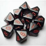 Chessex Opaque Polyhedral Ten d10 Set - Black/red (10 db)
