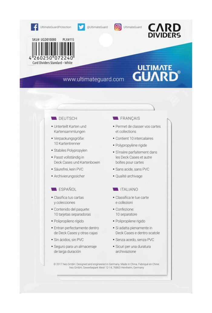 Ultimate Guard Card Dividers Standard Size White (10) - Image 3