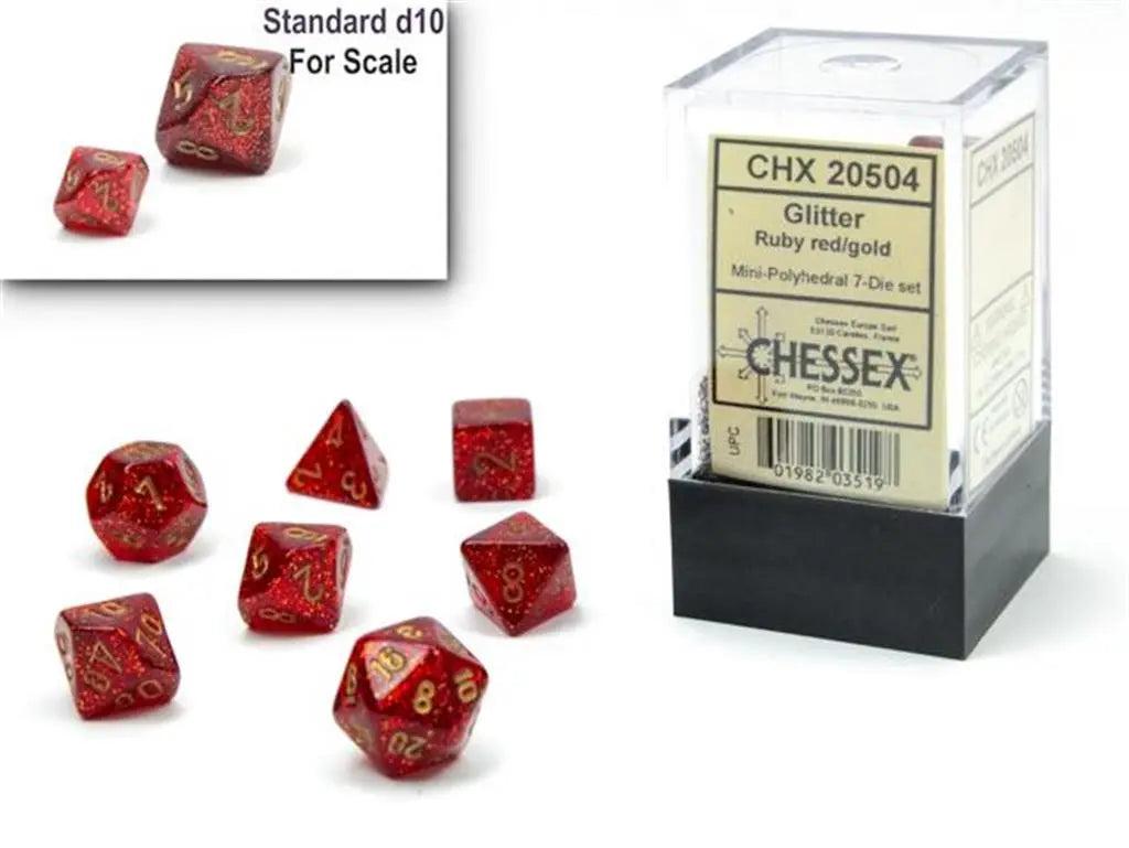 25385_0_chessex_glitter_mini_robingold_7-wuerfel_rpg_set_767c5334_4000x.progressive Chessex Glitter Mini-Polyhedral Ruby/gold 7-Die Set - Image 1