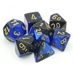 Chessex Gemini Polyhedral 7-Die Set - Black-Blue w/gold