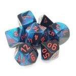 Chessex Gemini Polyhedral 7-Die Set - Black-Starlight w/red