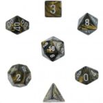 Chessex Leaf 7-Die Set - Black Gold w/silver