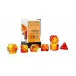 Gemini Polyhedral Translucent Red-Yellow/gold 7-Die Set