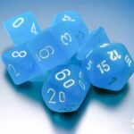 Chessex Frosted Mini-Polyhedral Caribbean Blue/white 7-Die Set