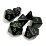 Opaque Black/green Polyhedral 7-Dice Set