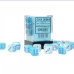Gemini 12mm d6 Pearl Turquoise-White/blue Luminary Dice Block (36 dice)