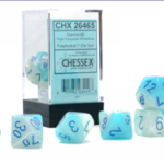 Gemini Polyhedral Pearl Turquoise-White/blue Luminary 7-Die Set