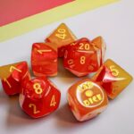 Lab Dice 8 - Gemini Gellow-Red/yellow Polyhedral Luminary 7-Dice Set (with bonus die)