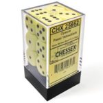 Chessex Opaque Pastel Yellow/black 16mm d6 Dice Block (12 dice)