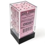 Chessex Opaque Pastel Pink/black 16mm d6 Dice Block (12 dice)