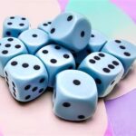 Chessex Opaque Pastel Blue/black 16mm d6 Dice Block (12 dice)