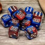WW2 dice United Kingdom Gemini Blue-Red/white 16mm d6 Dice Block (12 dice)