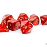 Chessex Marble Scarab® Mega-hedral™ Scarlet™/gold 7-Die Set