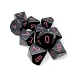 Chessex Opaque Black/pink Set of Ten d10s