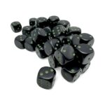Opaque Black/green 12mm d6 Dice Block (36 dice)