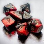 Lab Dice 8 - Gemini Red-Steel/white Polyhedral 7-Dice Set (with bonus die)