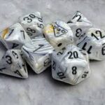 Lab Dice 8 - Marble Calcite/blue Polyhedral 7-Dice Set (with bonus die)