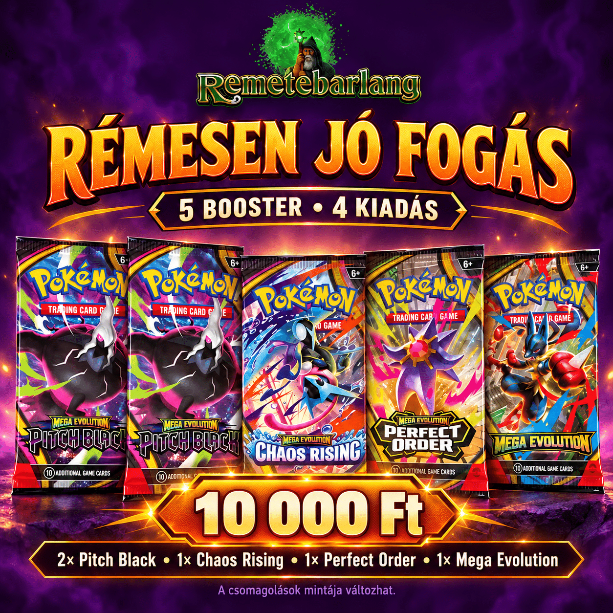 Unknown Pokémon TCG – Rémesen jó fogás Halloween-csomag – 5 booster – EN - Image 1